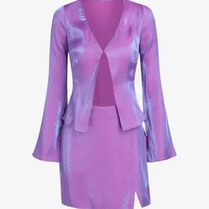 Purple long sleeve two piece set